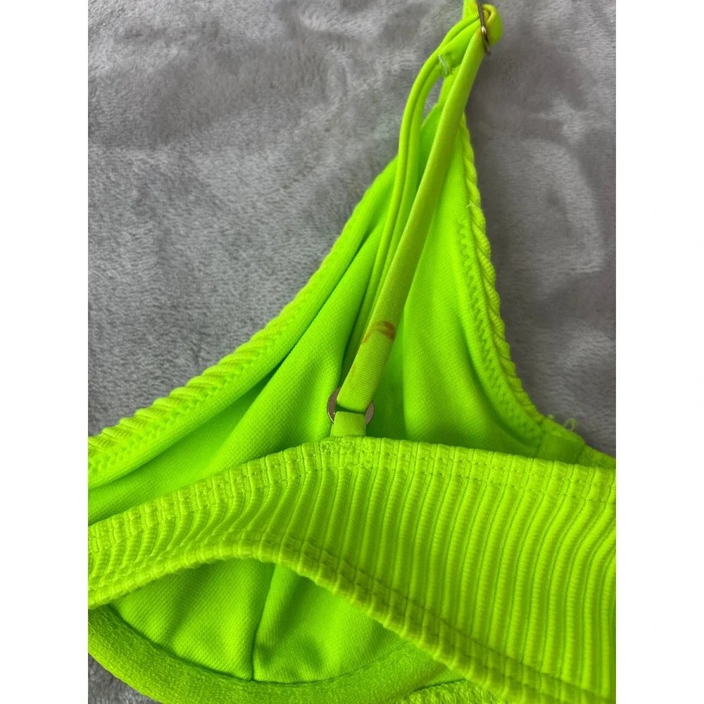 Hollister Neon Lime Green Ribbed Underwire Bikini Set Small Top XS Bottoms